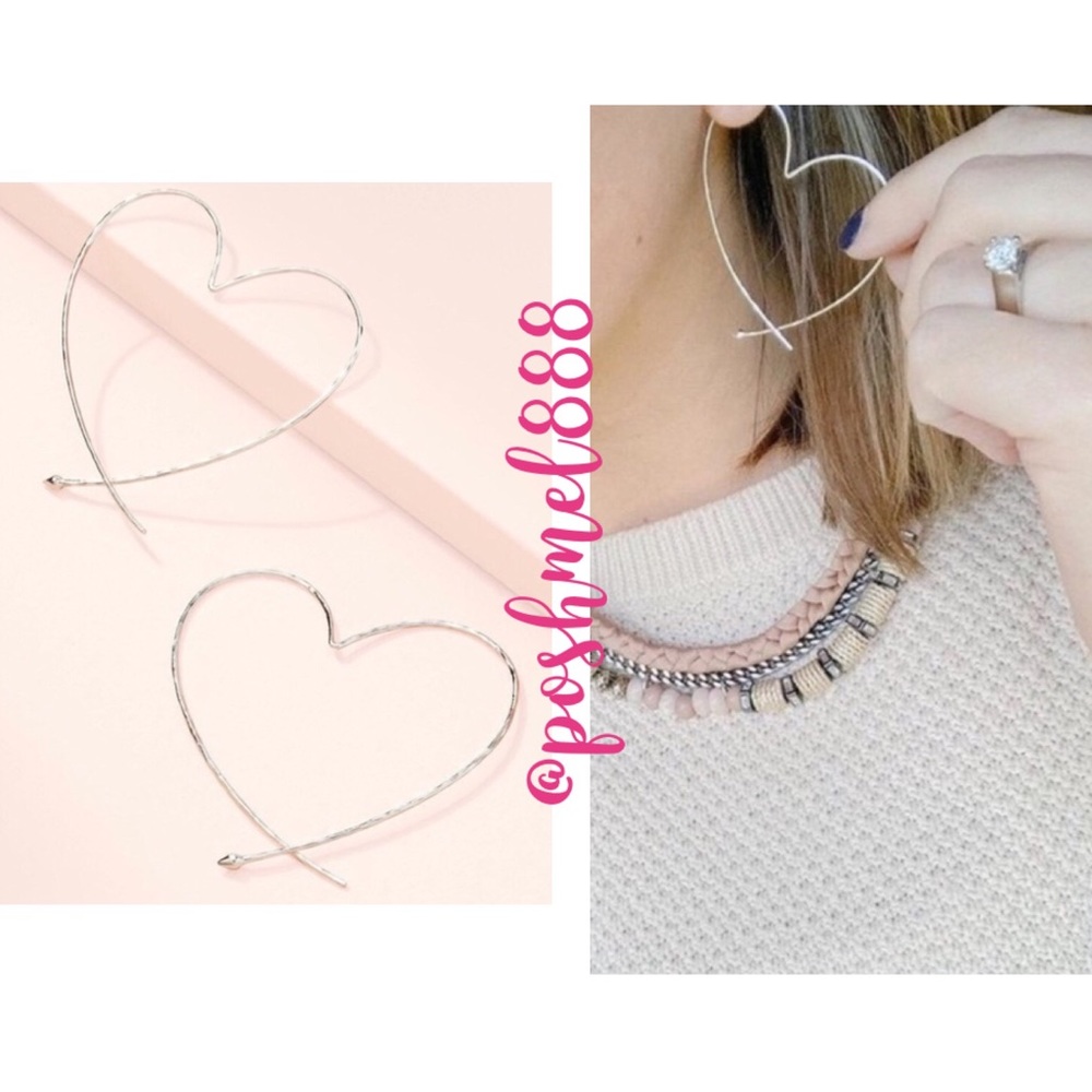 Stella & Dot | [SILVER] Hammered Metal Heart Hoop Earrings Retired